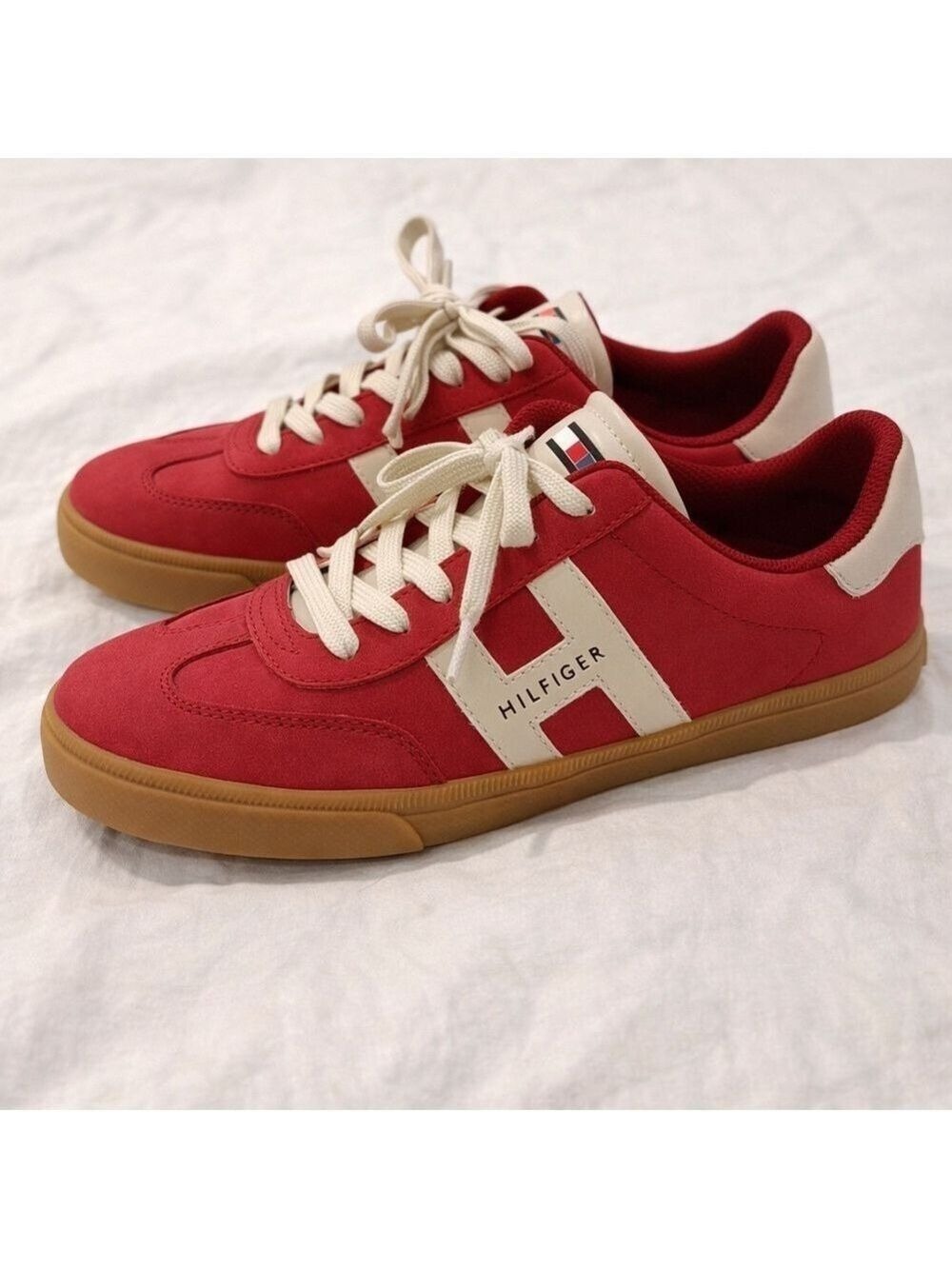 Tommy Hilfiger Red Maisie Leather Sneakers | Gum Sole | Size 8.5